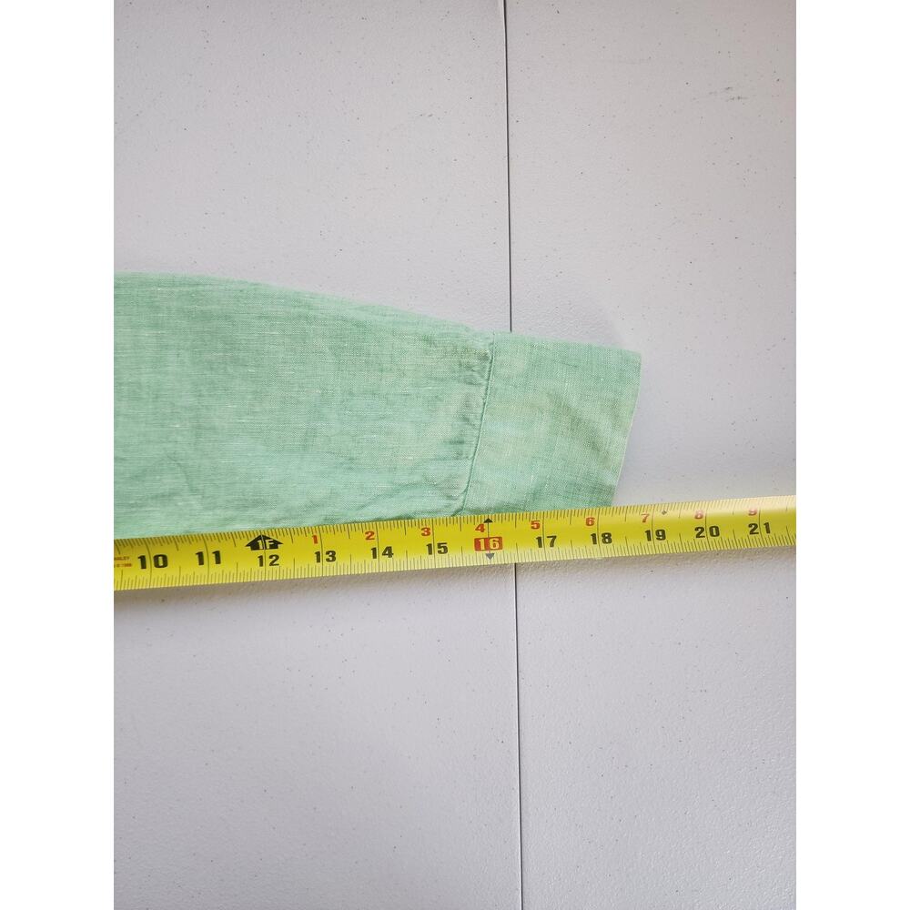 120% Tunic Womens 38 Mint 100% Linen Belted Button Front Long Sleeve - Picture 7 of 15